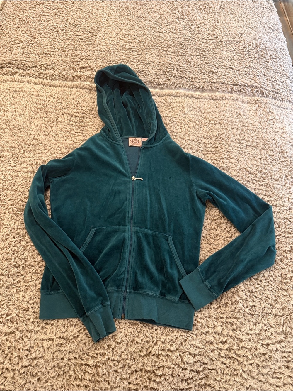 Juicy  Couture Teal Velour Zip-Up Hoodie